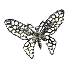 Silver Toned Butterfly Brooch Pin Signed Sarah Coventry Vintage